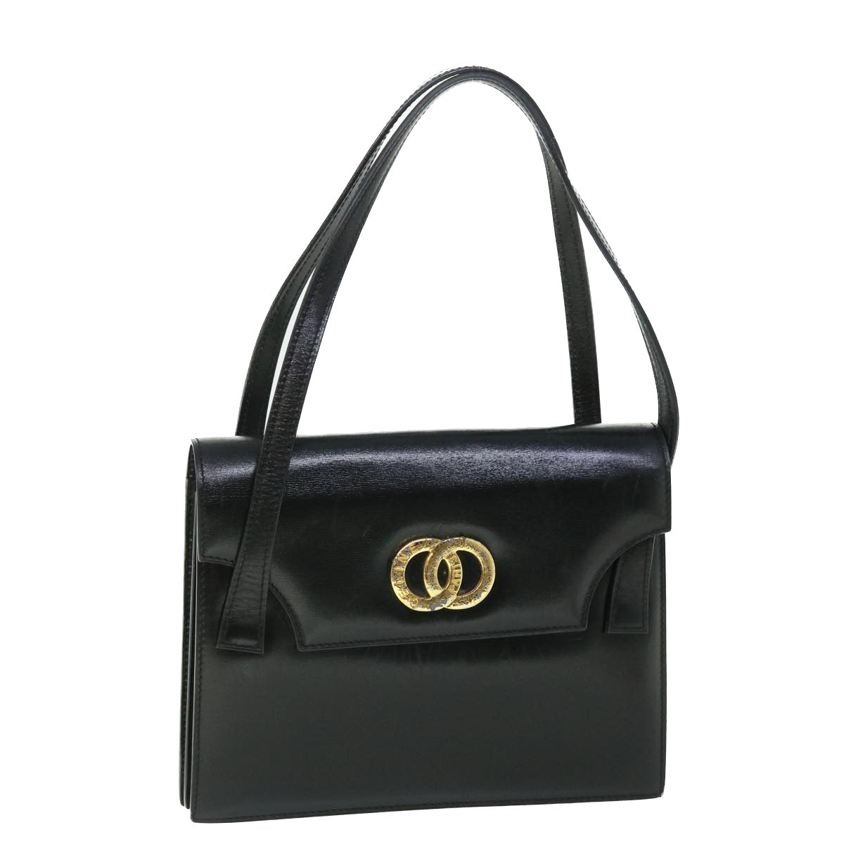 CELINE Circle Shoulder Bag Leather Black rd5696