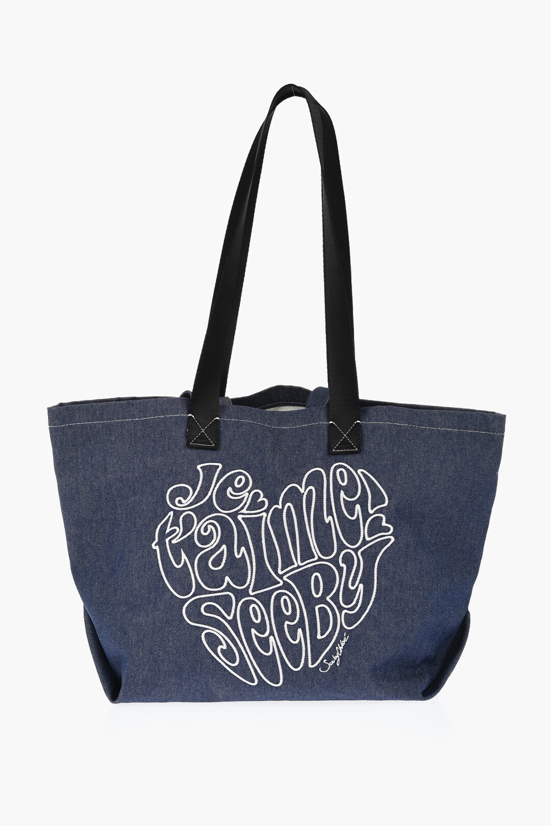 Chloe SEE BY Denim Tote Bag with Embossed Embroidery