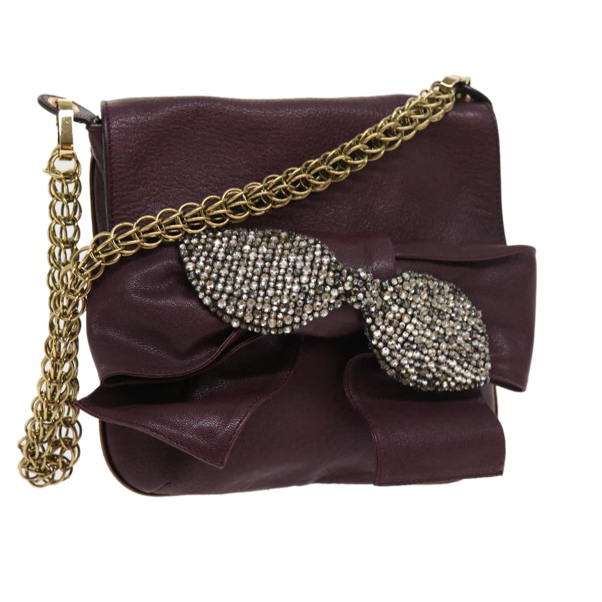 Chloe Chain Shoulder Bag Leather Purple th3995