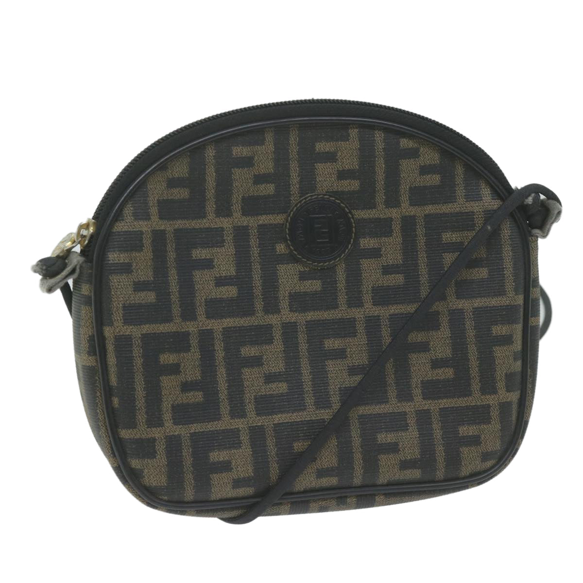 FENDI Zucca Canvas Shoulder Bag Brown Blackth4549
