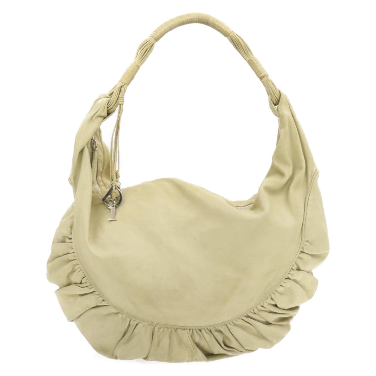 CHRISTIAN DIOR Shoulder Bag Leather Beige rd1285