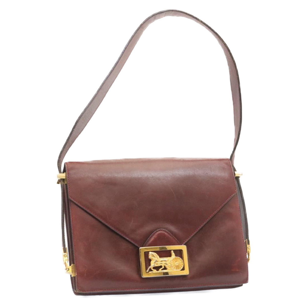 CELINE Horse Carriage Shoulder Bag Leather Bordeaux rd205
