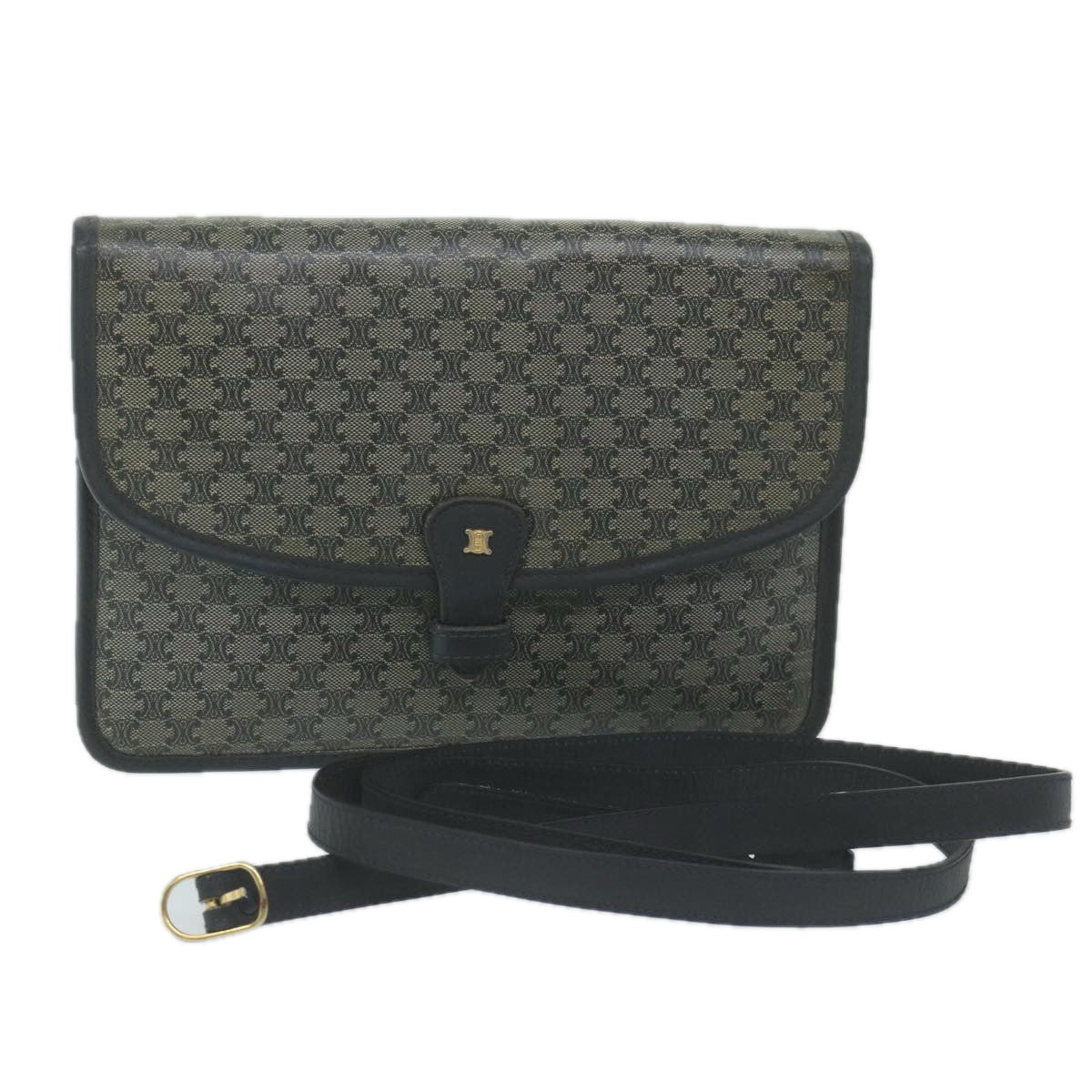 CELINE Macadam Canvas Shoulder Bag Coated Canvas Navy ti1495