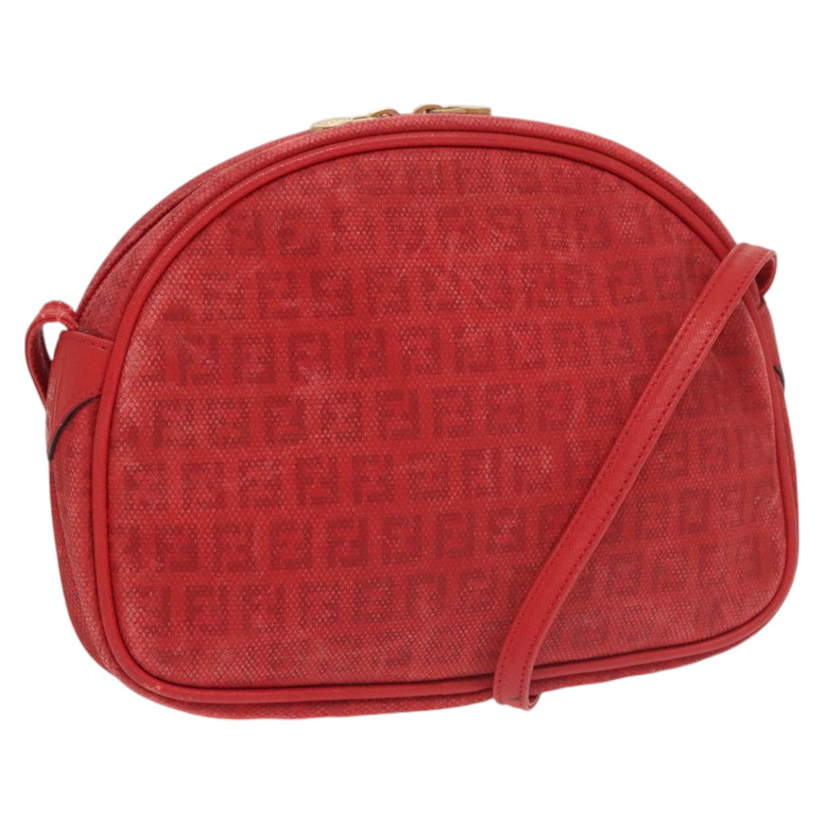 FENDI Zucchino Canvas Shoulder Bag Coated Canvas Redti2358