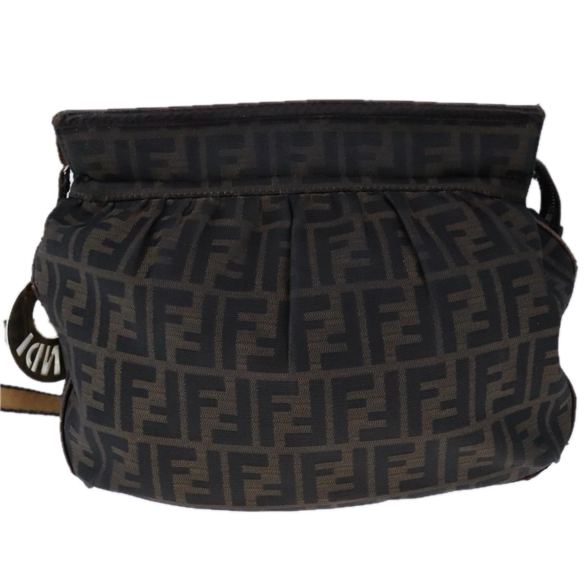 FENDI Zucca Canvas Shoulder Bag Brown Blackti2513