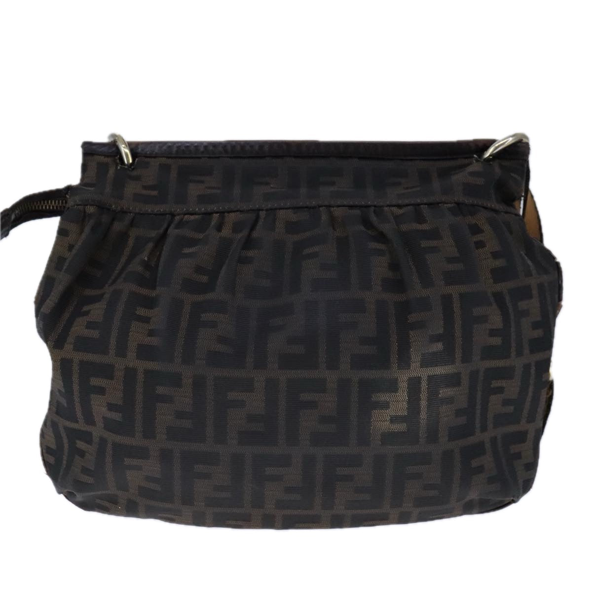 FENDI Zucca Canvas Shoulder Bag Brown Blackti2513