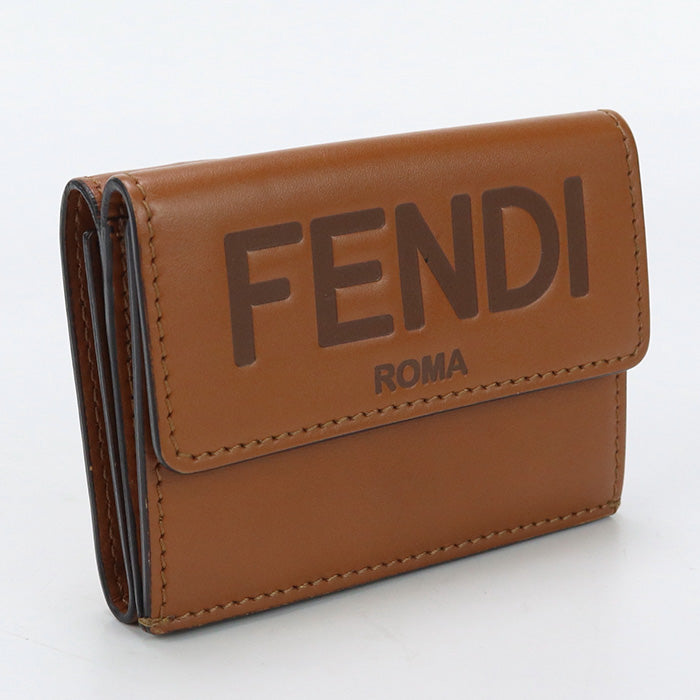 FENDI 8M0395 AAYZ F0QVK Tri-fold wallet Fendi Rome Micro Compact Wallet Calf leather Brown Women(unisex)