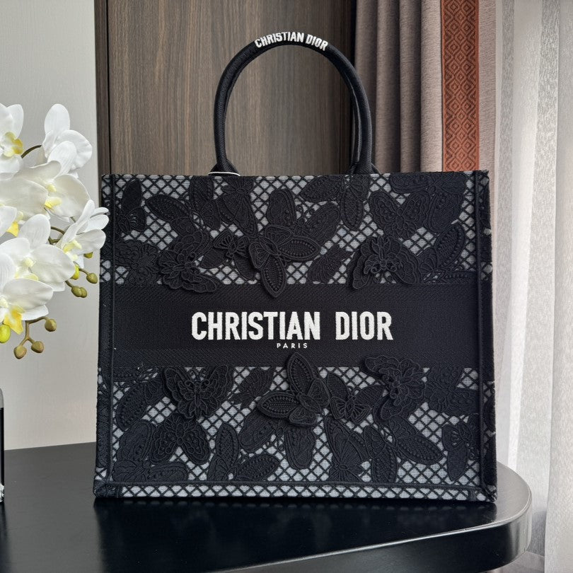 DIOR Large Book Tote 42cm Butterfly Zodiac Black