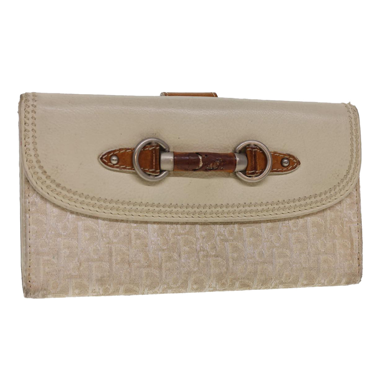 CHRISTIAN DIOR Trotter Canvas Long Wallet Beige 02-LU-0067 yb069