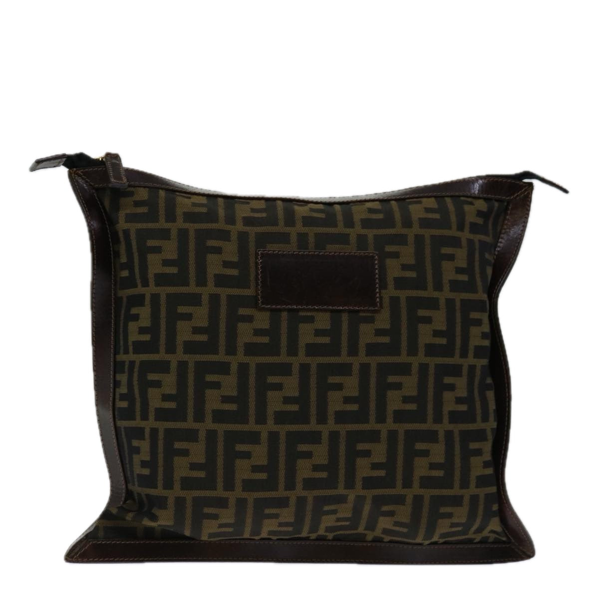 FENDI Zucca Canvas Clutch Bag Black Brownyk11175