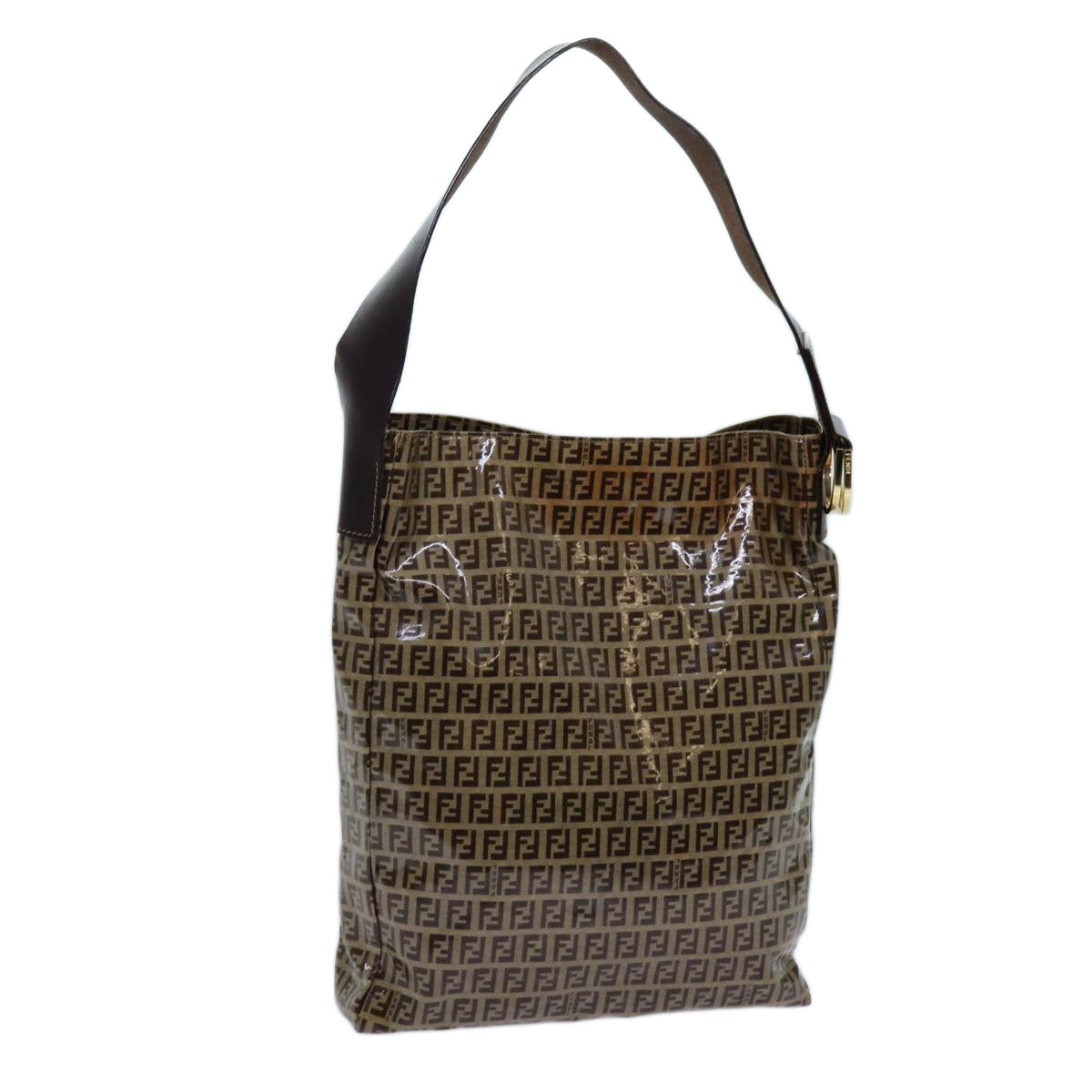 FENDI Zucchino Canvas Shoulder Bag Beigeyk11646