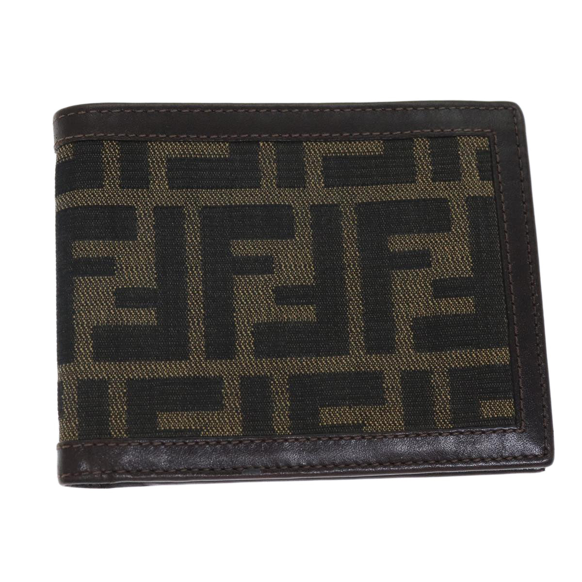 FENDI Zucca Canvas Wallet Black Brownyk12540