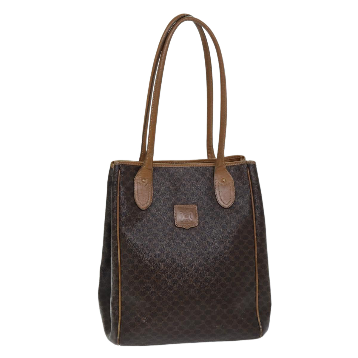 CELINE Macadam Canvas Shoulder Bag PVC Leather Brown 13031