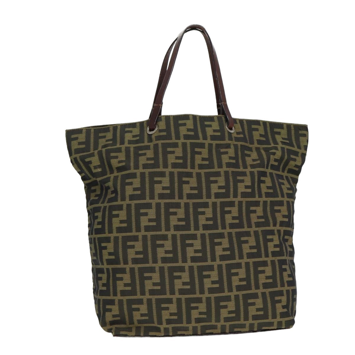 FENDI Zucca Canvas Tote Bag Black Brownyk13205