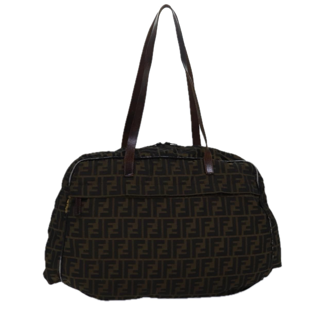 FENDI Zucca Canvas Shoulder Bag Brown Blackyk13700