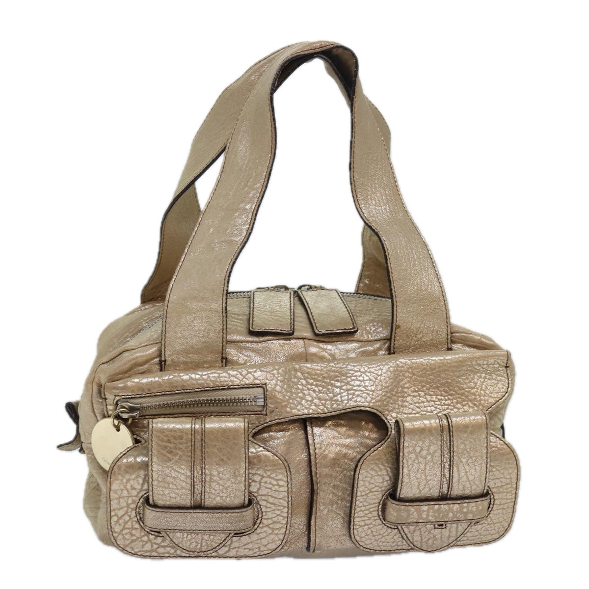 Chloe Shoulder Bag Leather Gold yk13782