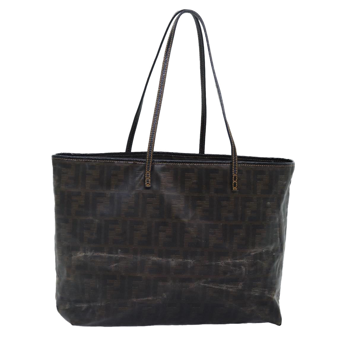 FENDI Zucca Canvas Tote Bag Brown Blackyk14952