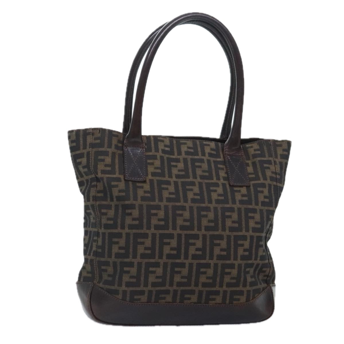 FENDI Zucca Canvas Tote Bag Brown Black goldyk15177