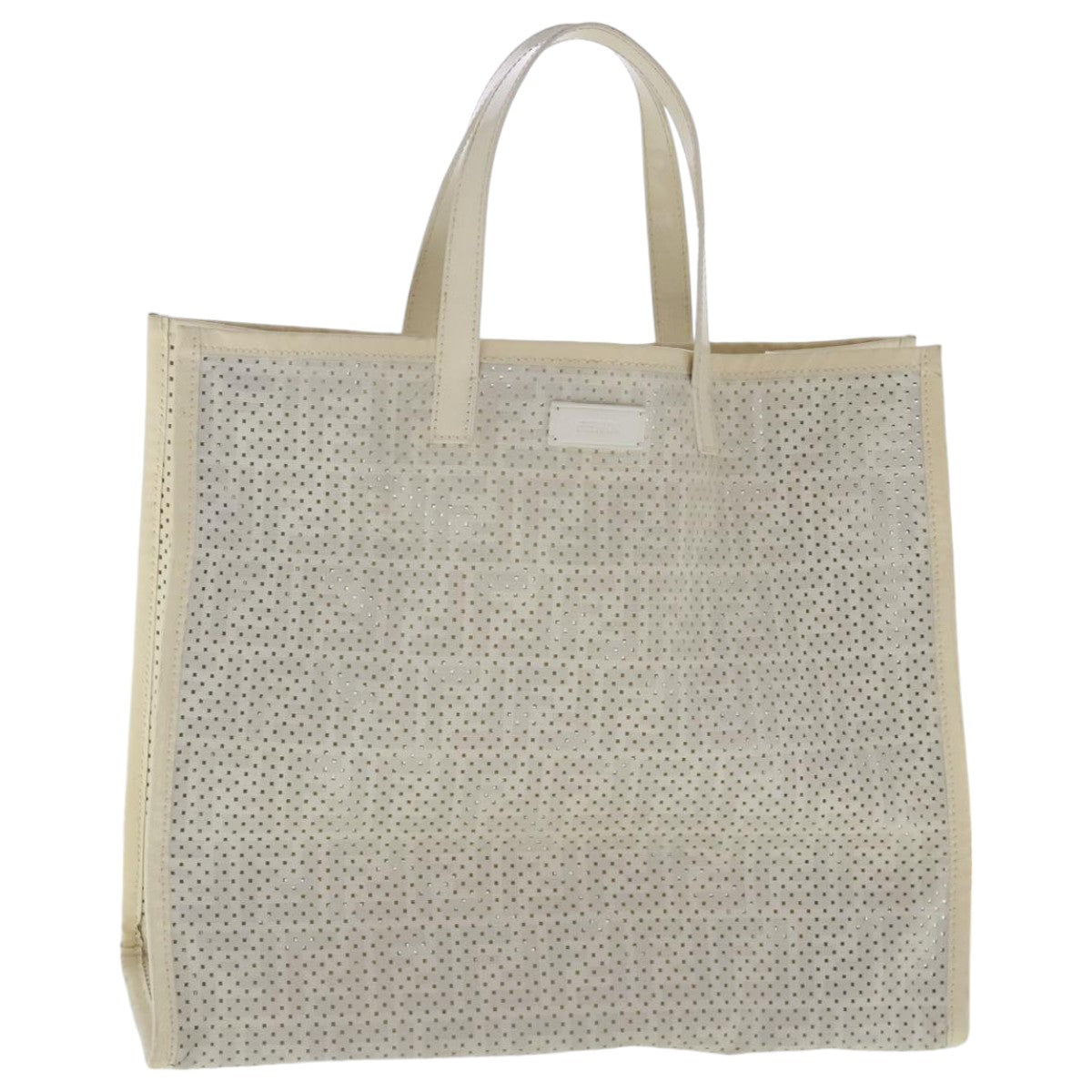 FENDI Zucca Canvas Punching Tote Bag Whiteyk15523