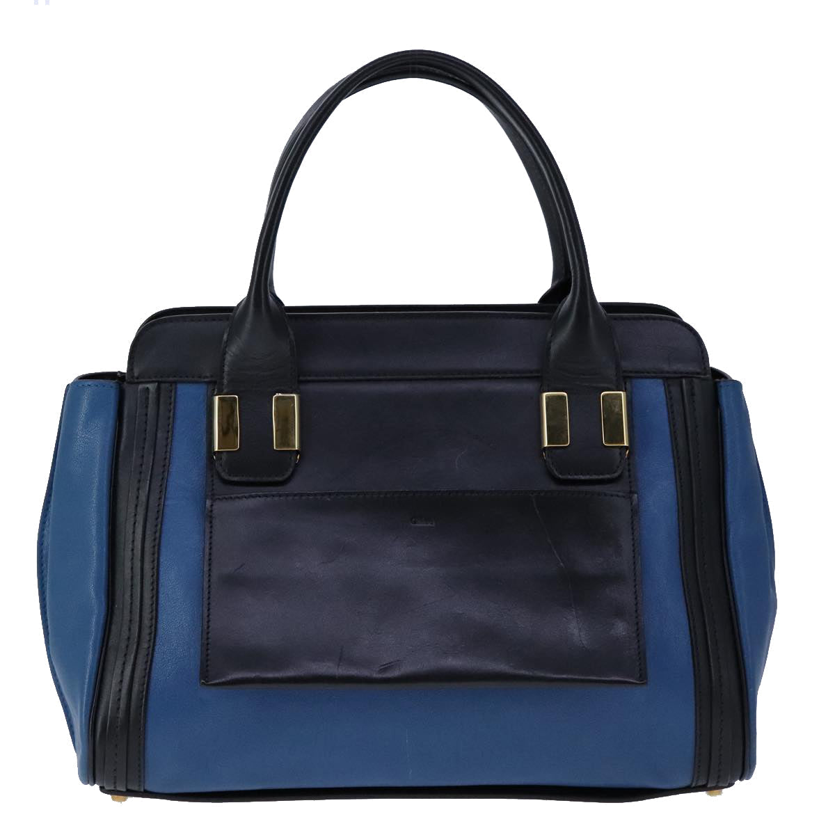 Chloe Alice Hand Bag Leather 2way Blue Black yk16348