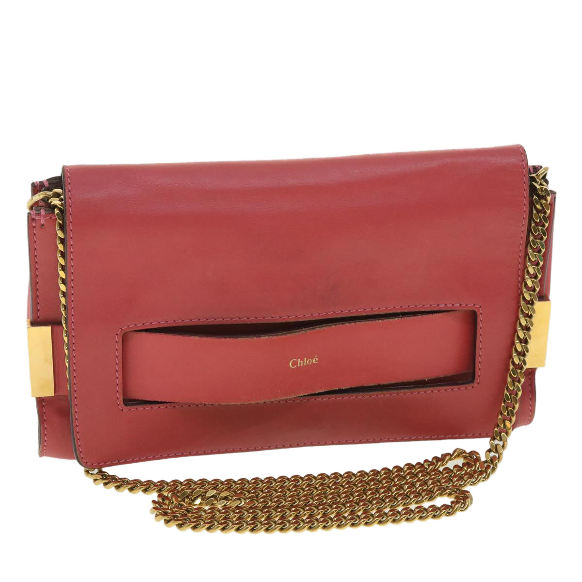 Chloe Chain Shoulder Bag Leather 2way Pink yk6115