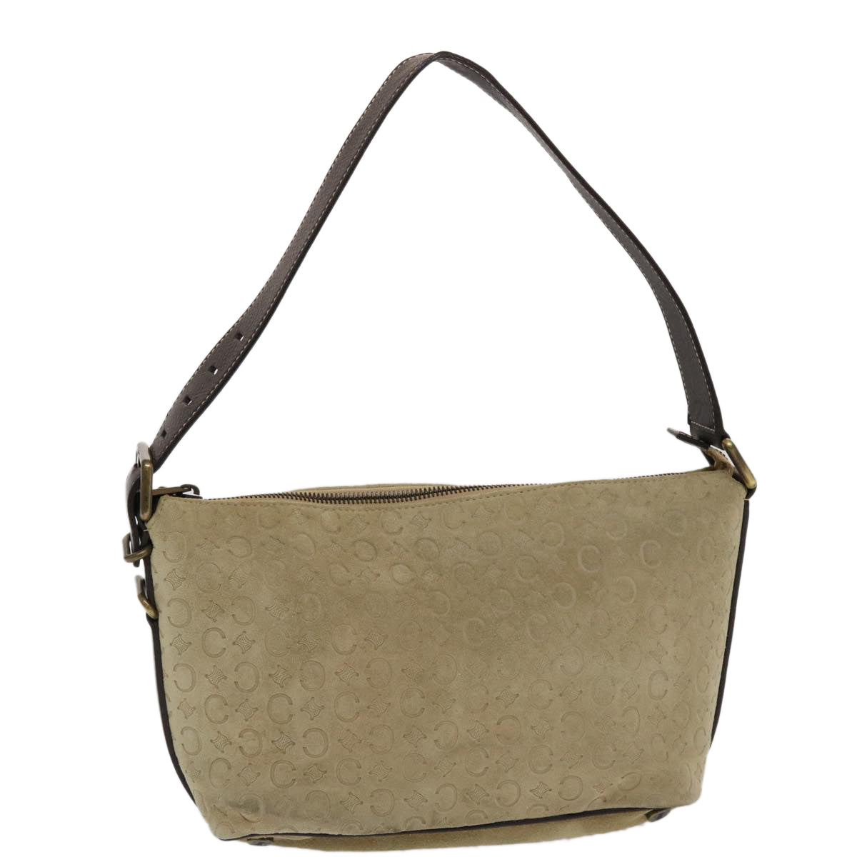 CELINE C Macadam Canvas Shoulder Bag Beige 7996B