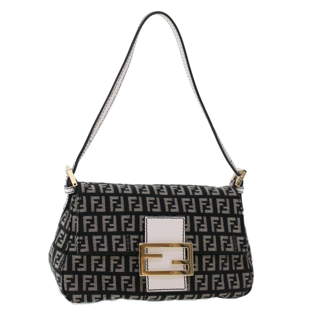 FENDI Zucchino Canvas Mini mamma bucket Hand Bag Black yk8027