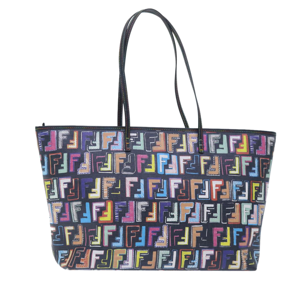 FENDI Zucca Canvas Tote Bag Multicolor 8BH185 Auth yk8065