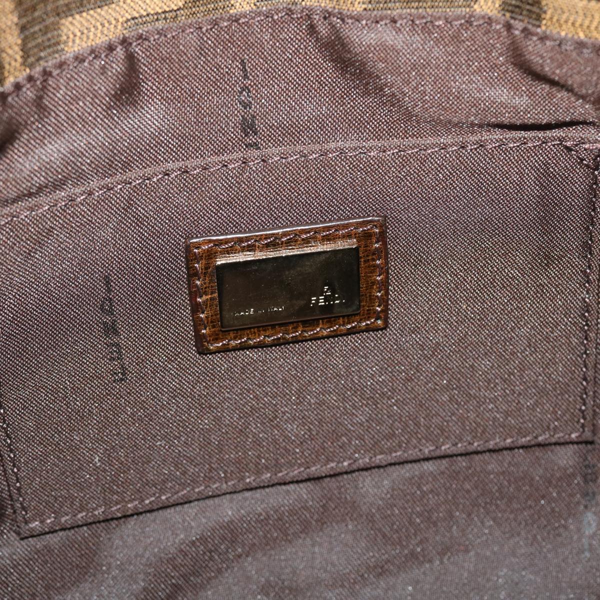 FENDI Zucca Canvas Turn Lock Shoulder Bag Black Brownyk8162