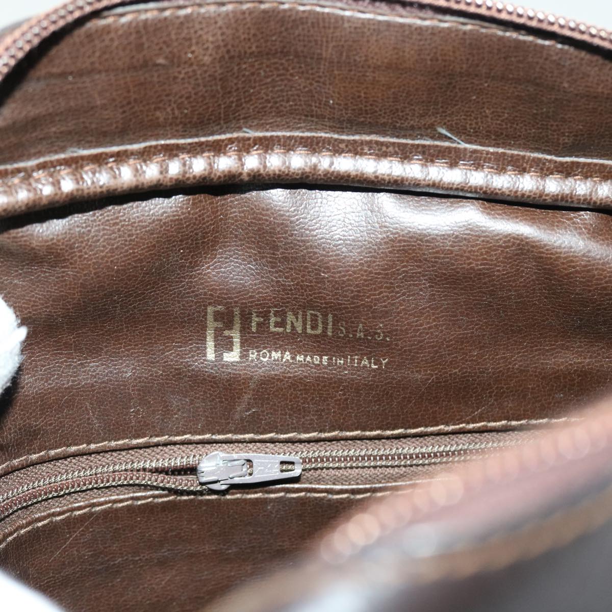 FENDI Zucca Canvas Shoulder Bag Vintage Brownyk8520