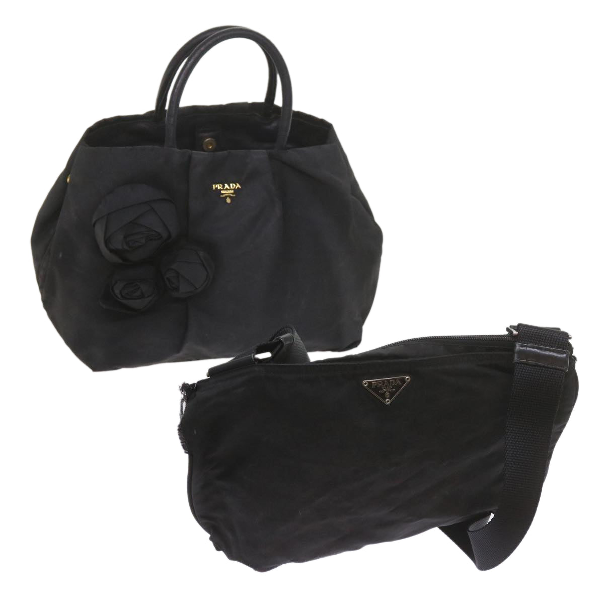 PRADA Shoulder Bag Nylon 2Set Black yk9286
