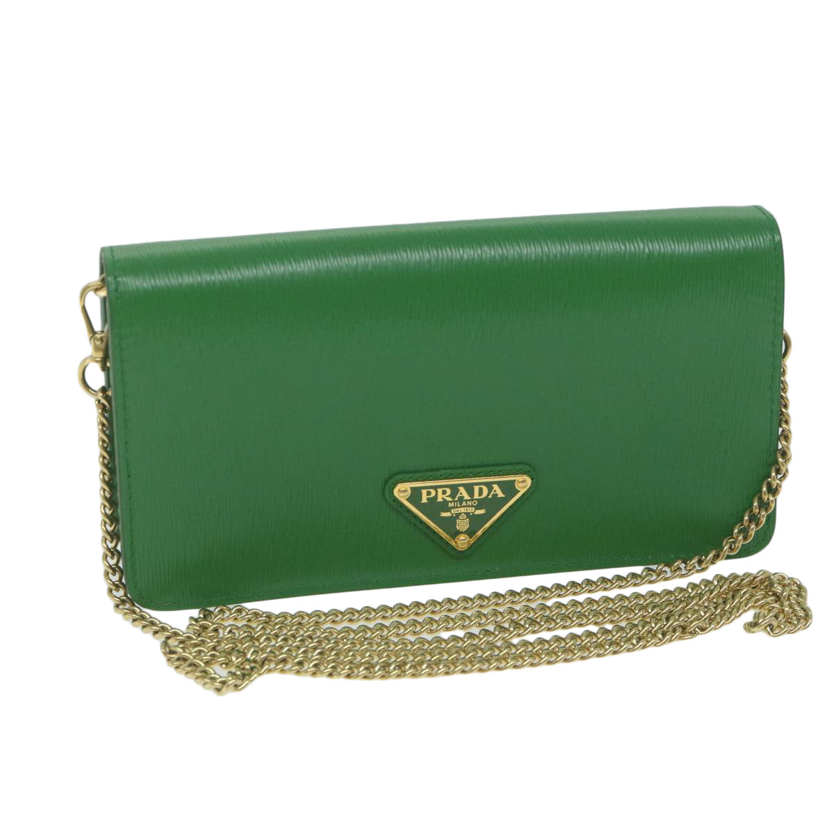 PRADA Chain Shoulder Bag Leather Green 1DH044 yk9947A