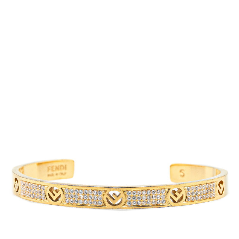 Fendi Rhinestone Bangle Bracelet Gold Plated