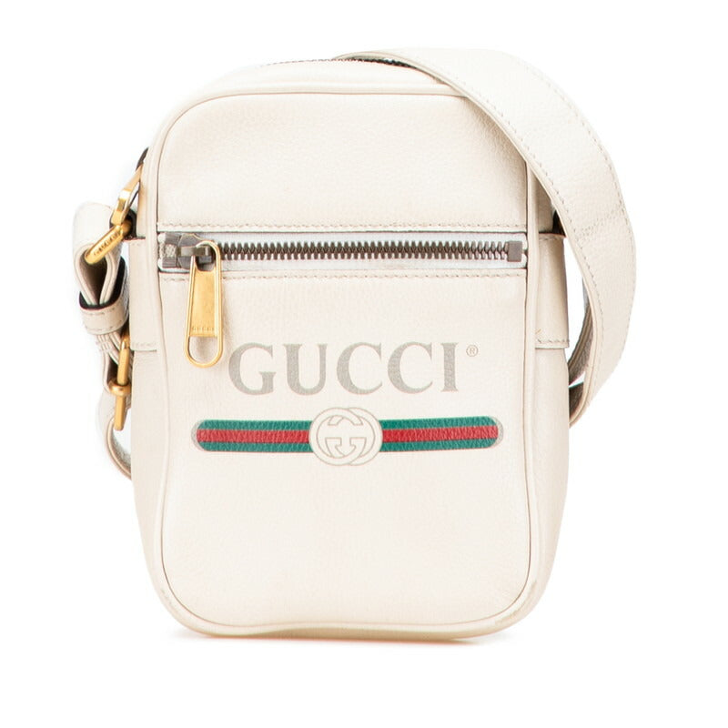 Gucci Logo Shearling Line Leather Shoulder Bag