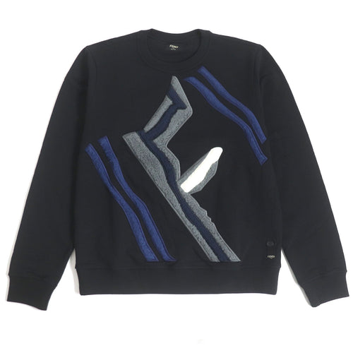 Fendi F Logo Crew Neck Sweatshirt Black S