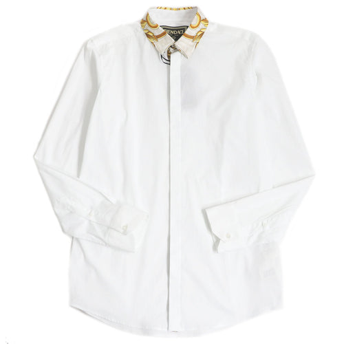 Fendi Versace Baroque Collar Long Sleeve Shirt