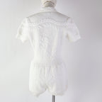 Fendi Women's Short Sleeve Overalls Dress White