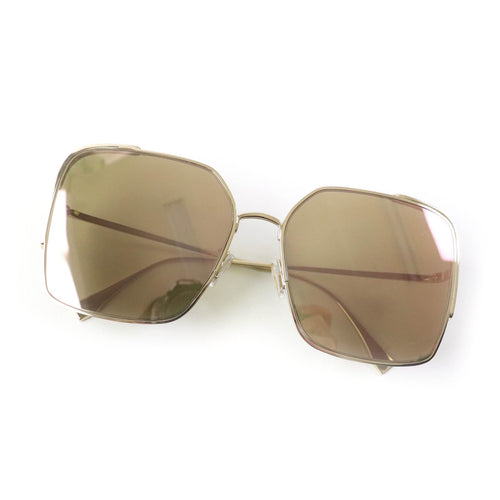 Fendi FF Logo Square Mirror Sunglasses Gold
