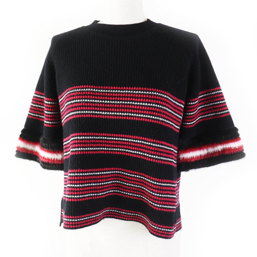 Fendi Wool Cashmere Mink Border Knit T-Shirt