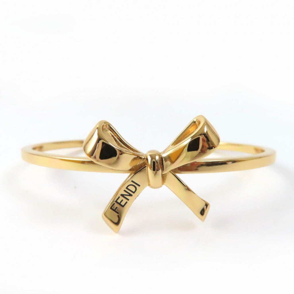 Fendi Logo Ribbon Bracelet Bangle Gold