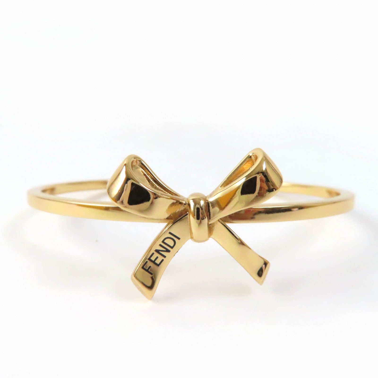 Fendi Logo Ribbon Bracelet Bangle Gold