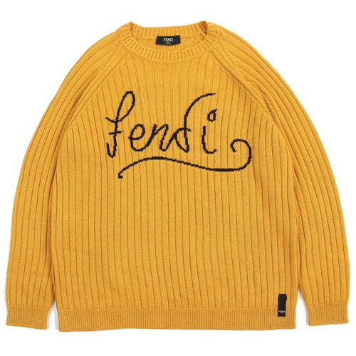 FENDI Wool Embroidered Logo Knit Shirt