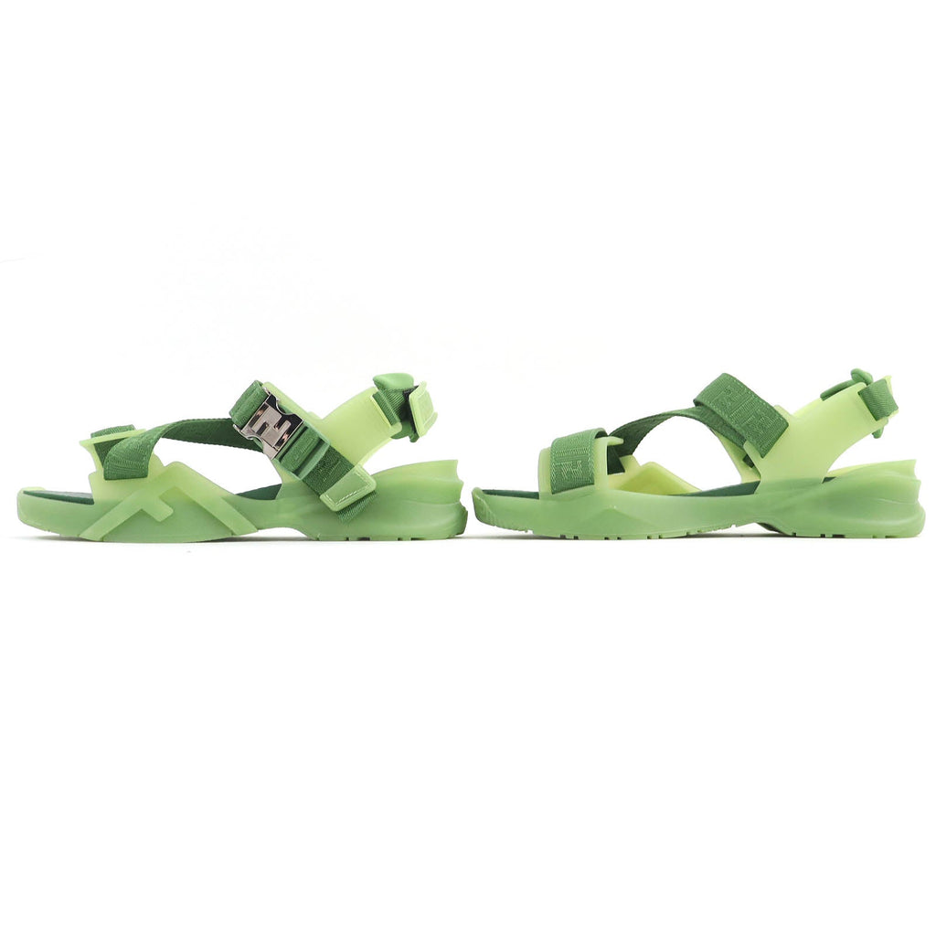 Fendi Flow Sandals FF Logo Multi Strap Green