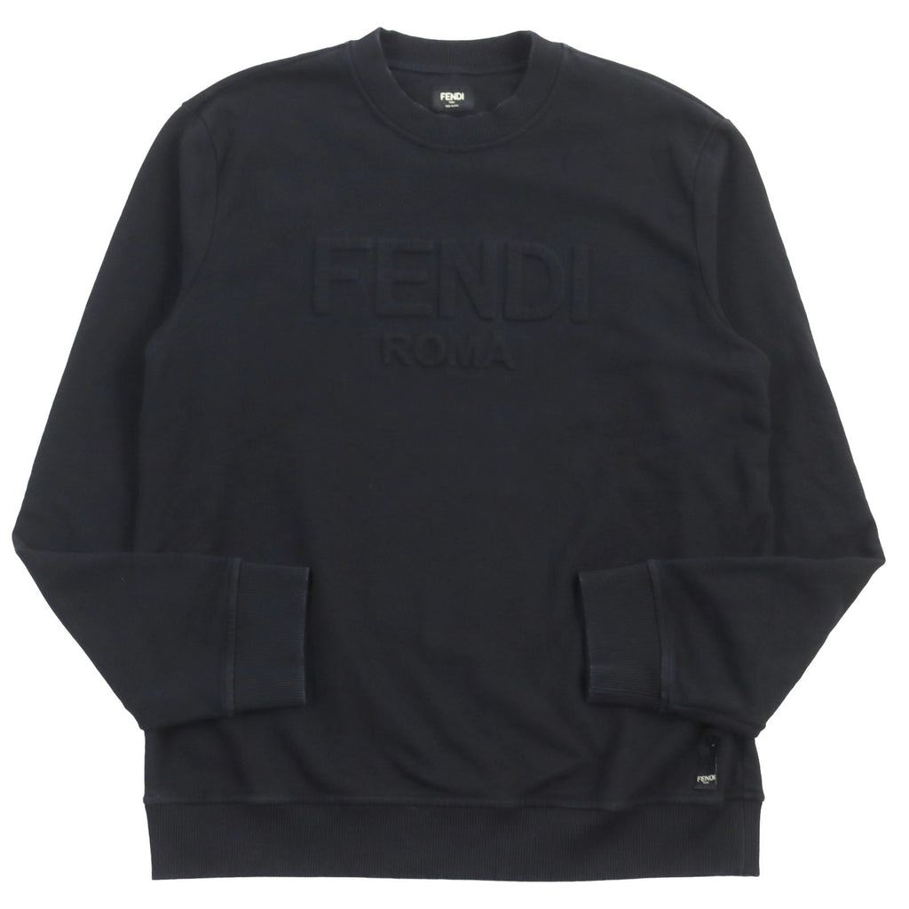 Fendi Cotton Logo Crew Neck Sweatshirt Black XL