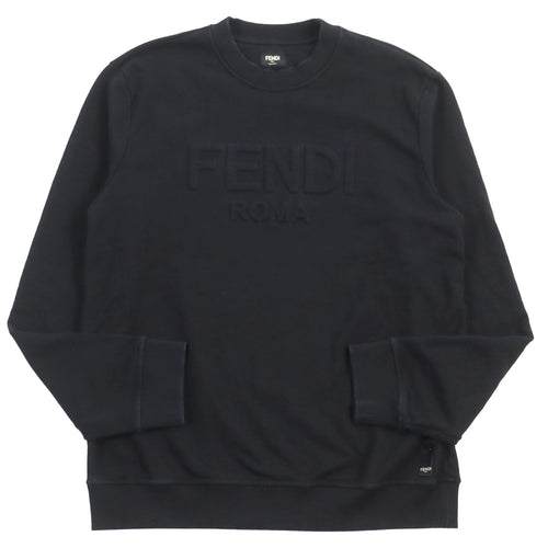 Fendi Cotton Logo Crew Neck Sweatshirt Black XL
