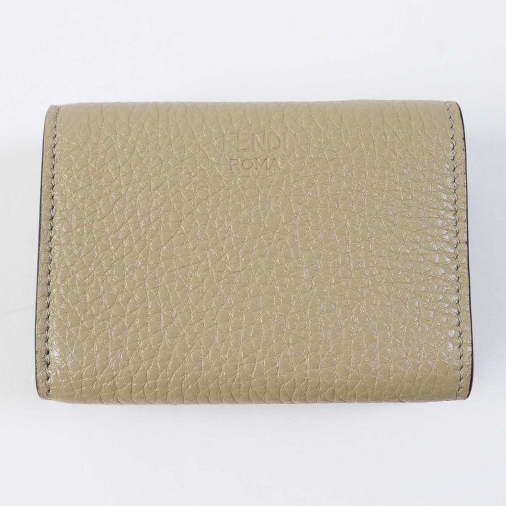 Fendi Celeria Peekaboo Tri-fold Wallet Beige