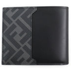 Fendi FF Logo Leather Bifold Wallet Black