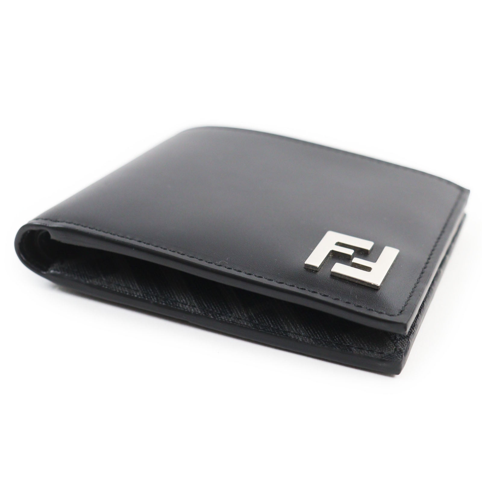 Fendi FF Logo Leather Bifold Wallet Black