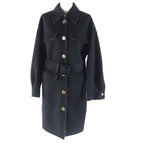 Fendi Wool Silk Belted Coat FF8744 Black