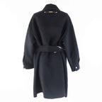 Fendi Wool Silk Belted Coat FF8744 Black